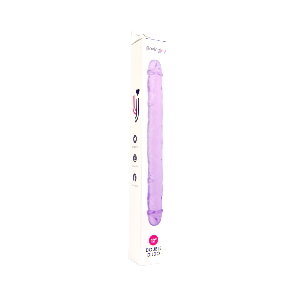 n11950-loving-joy-12-inch-double-dildo-purple-lying-down-boxed-1 dildos masturbators nipple clamps