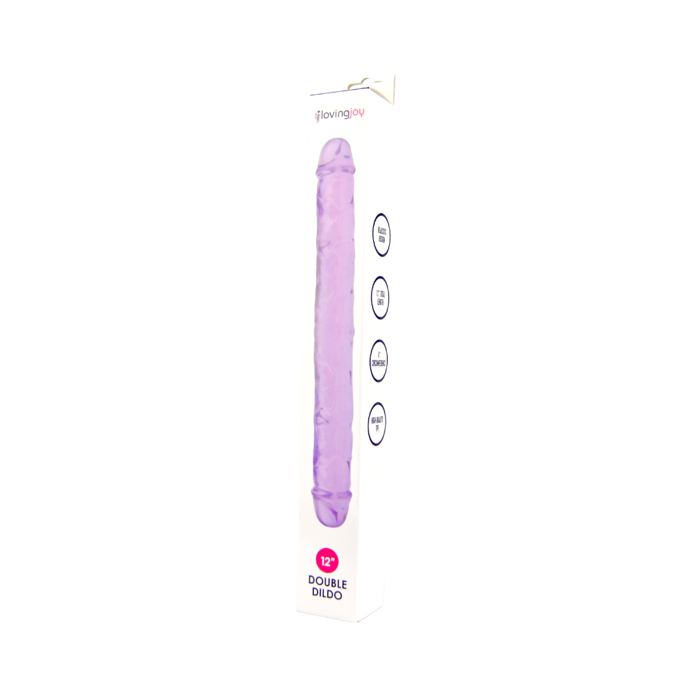n11950-loving-joy-12-inch-double-dildo-purple-lying-down-boxed-3 twice the pleasure