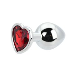 Toosh Heart Shaped Silver with Red Stone Medium